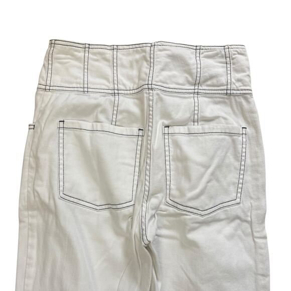 Ulla Johnson “Ellis” Jean, High Waist Cropped Flared Button Front Ecru 25 - Picture 10 of 13